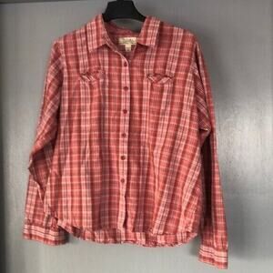 Women's Cabela's Plaid Shirt Pink Flannel Size 2XL long sleeves button front